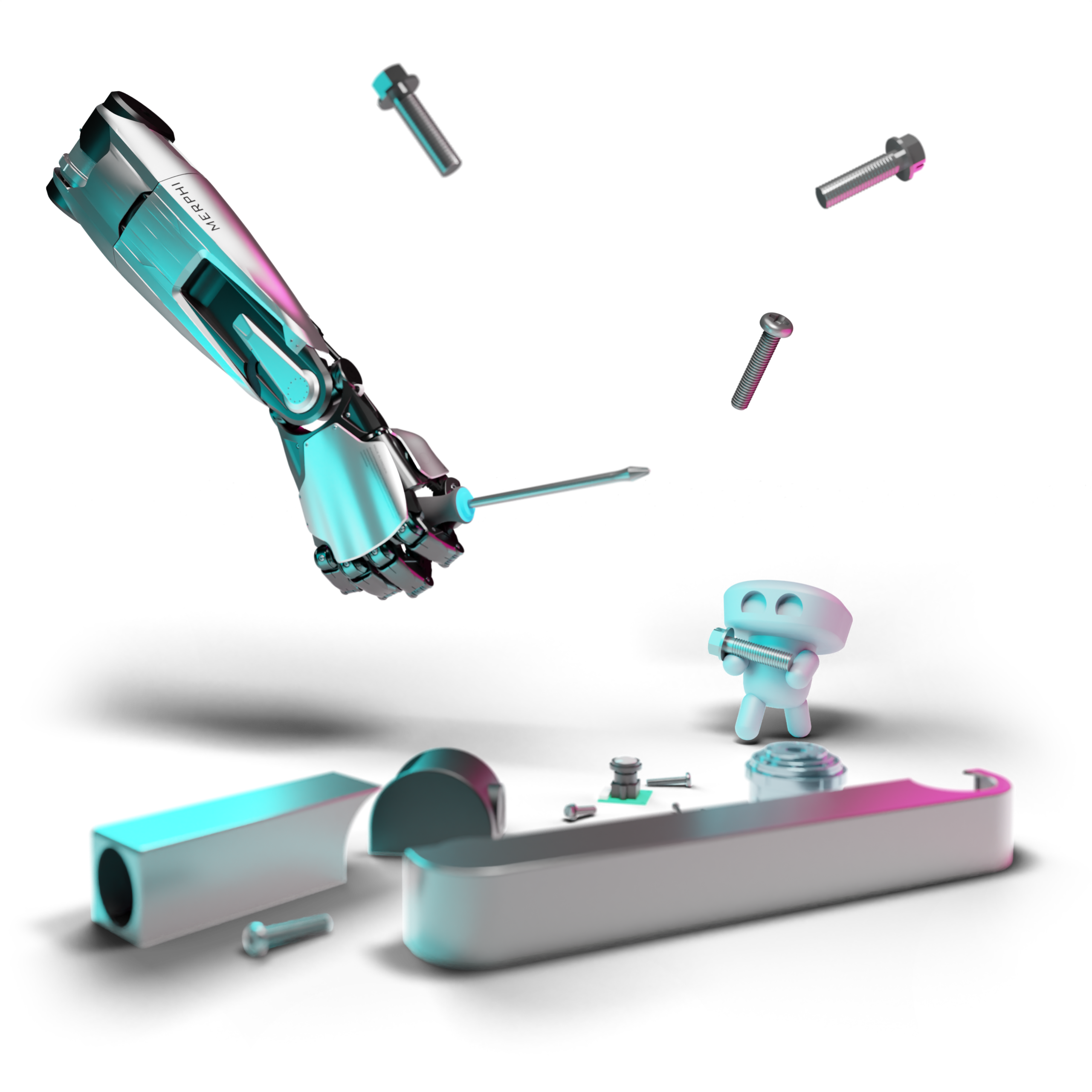 A robot hand holding a screwdriver