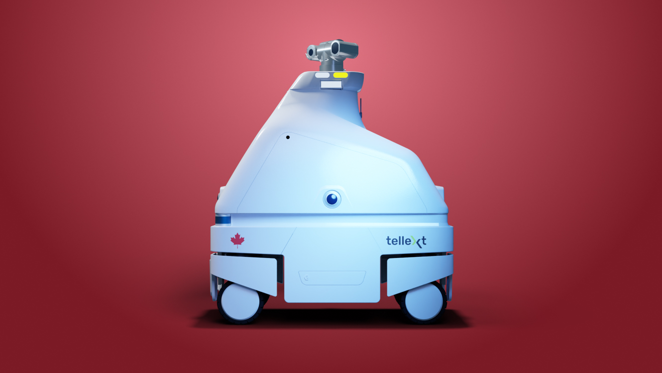Tellext parking robot with red background
