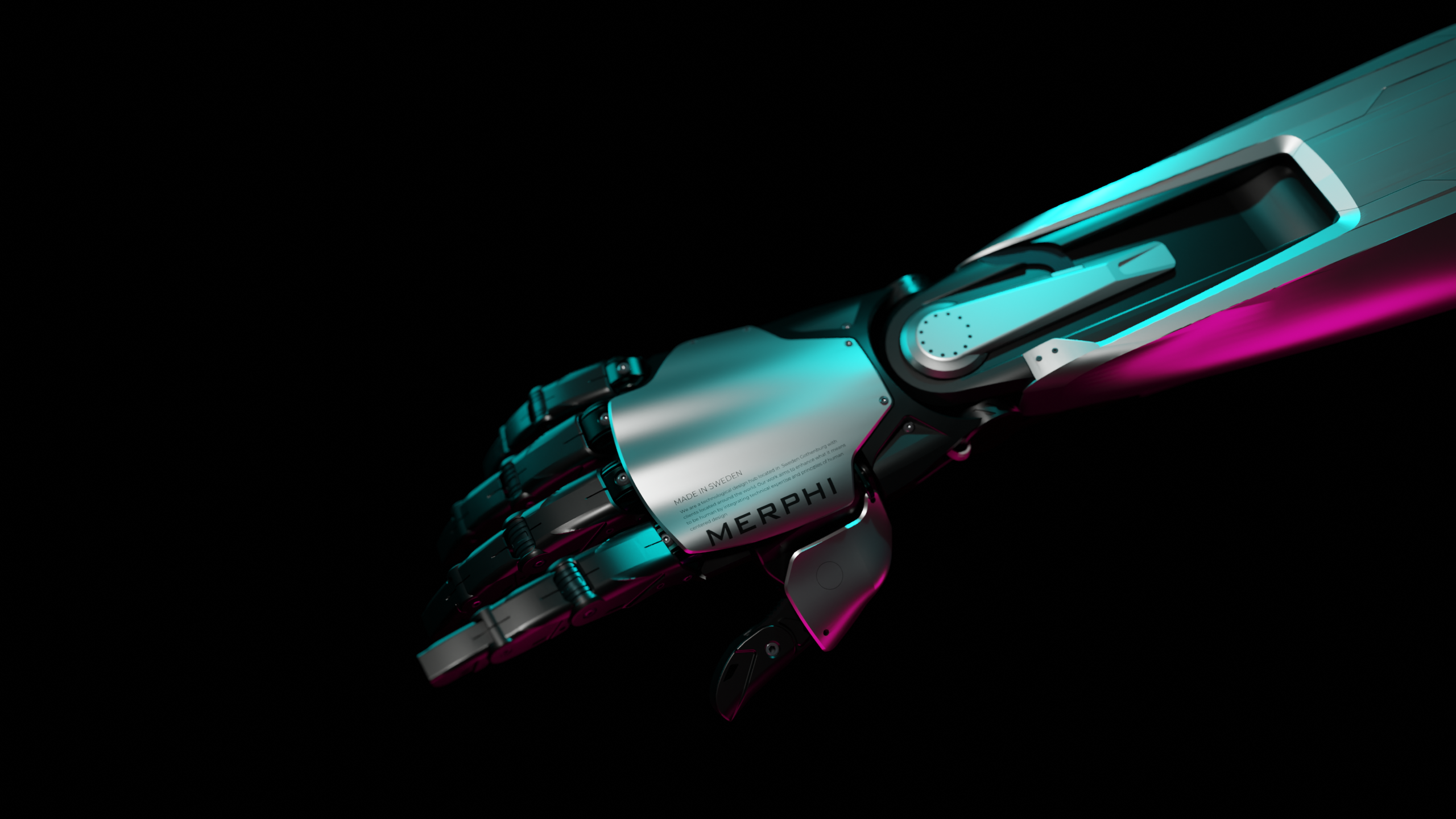 A 3D rendered robotic hand using Blender