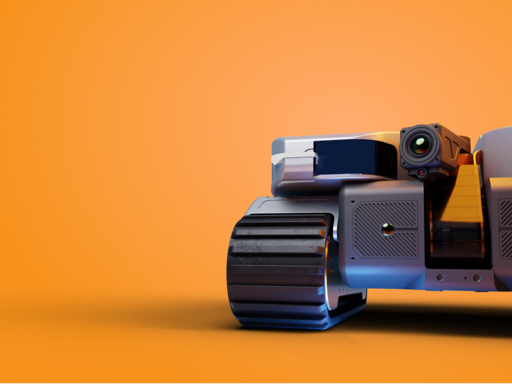 Northsence robot with orange background