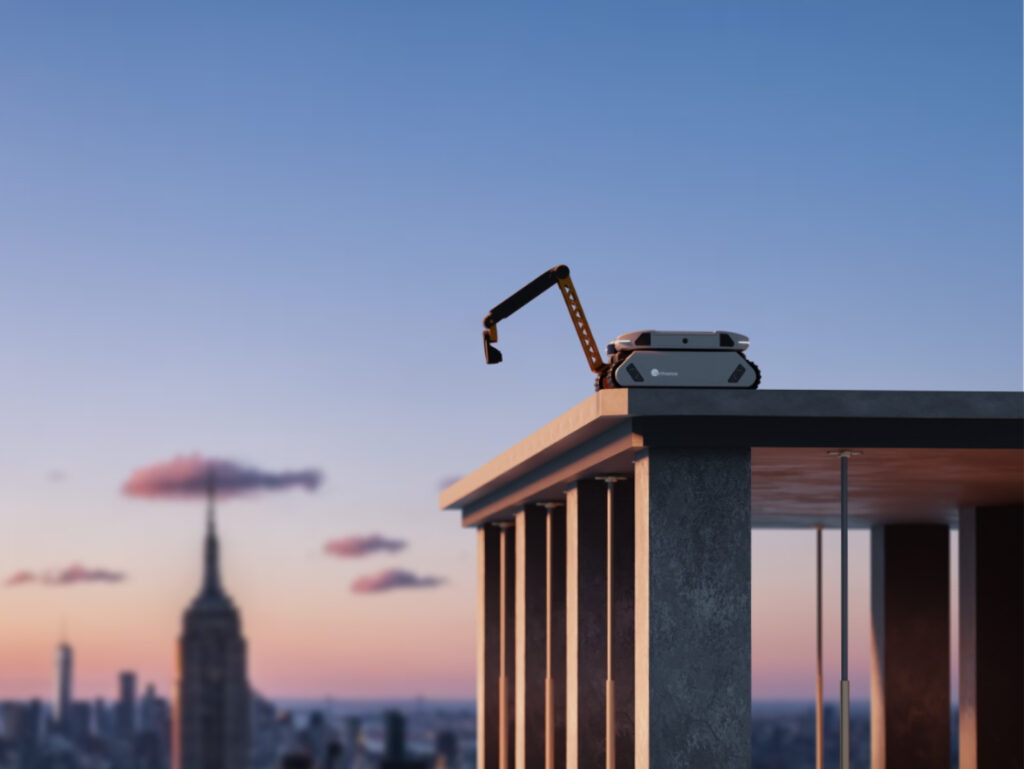 Robotic platform on the roof of a construction site