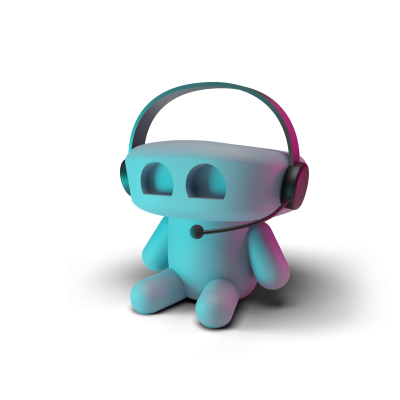 A cute 3D animated figure with headphones